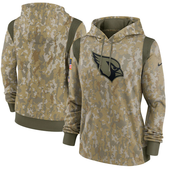 Women's Arizona Cardinals 2021 Camo Salute To Service Therma Performance Pullover Hoodie(Run Small) - Click Image to Close